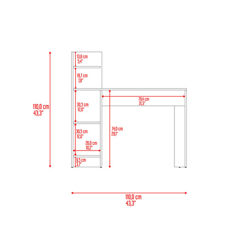 Escritorio Vilna Plomo y Amber 110x110.6cm con Organizador de Libros - ESCRITORIOS | Bylmo