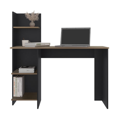 Escritorio Vilna Wengue y Amber 110x110.6cm con Organizador de Libros - ESCRITORIOS | Bylmo