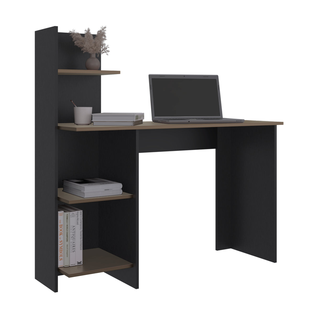 Escritorio Vilna Wengue y Amber 110x110.6cm con Organizador de Libros - ESCRITORIOS | Bylmo