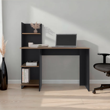 Escritorio Vilna Wengue y Amber 110x110.6cm con Organizador de Libros - ESCRITORIOS | Bylmo