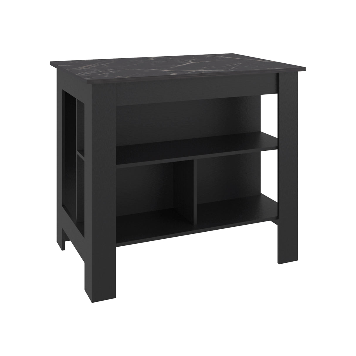 Isla de Cocina Cala Wengue y Mamba 103x90cm con Tres Compartimientos y con Patas - BARRAS Y MUEBLES AUXILIARES | Bylmo