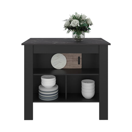 Isla de Cocina Cala Wengue y Mamba 103x90cm con Tres Compartimientos y con Patas - BARRAS Y MUEBLES AUXILIARES | Bylmo