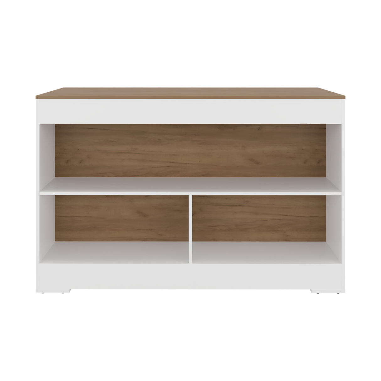 Barra de Cocina Cuenca Blanco y Fresno 138.2x88.5cm con Tres Compartimientos - BARRAS Y MUEBLES AUXILIARES | Bylmo