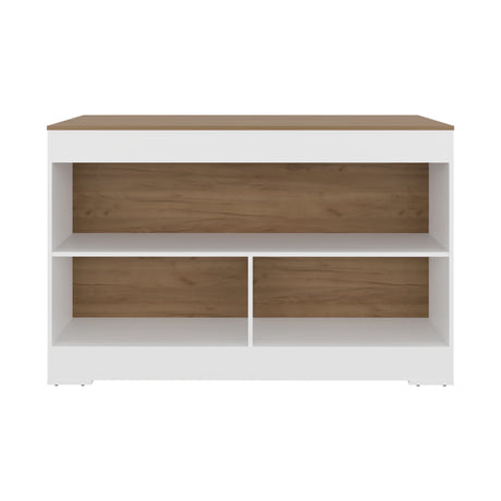 Barra de Cocina Cuenca Blanco y Fresno 138.2x88.5cm con Tres Compartimientos - BARRAS Y MUEBLES AUXILIARES | Bylmo