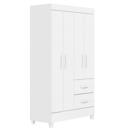 Armario para Ropa Moobi Blanco 98x181cm con Dos Cajones y con Cuatro Puertas - CLOSETS | Bylmo