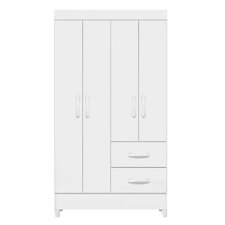 Armario para Ropa Moobi Blanco 98x181cm con Dos Cajones y con Cuatro Puertas - CLOSETS | Bylmo