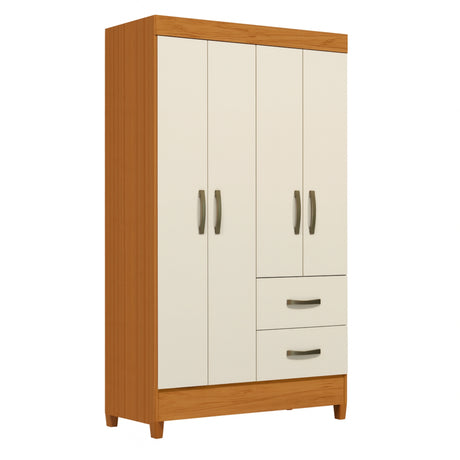Armario para Ropa Moobi Café y Beige 98x181cm con Dos Cajones y con Cuatro Puertas - CLOSETS | Bylmo