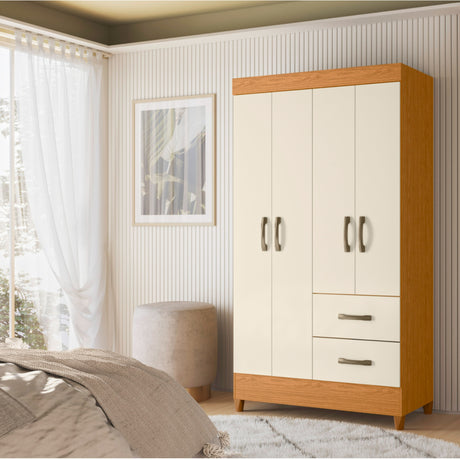 Armario para Ropa Moobi Café y Beige 98x181cm con Dos Cajones y con Cuatro Puertas - CLOSETS | Bylmo