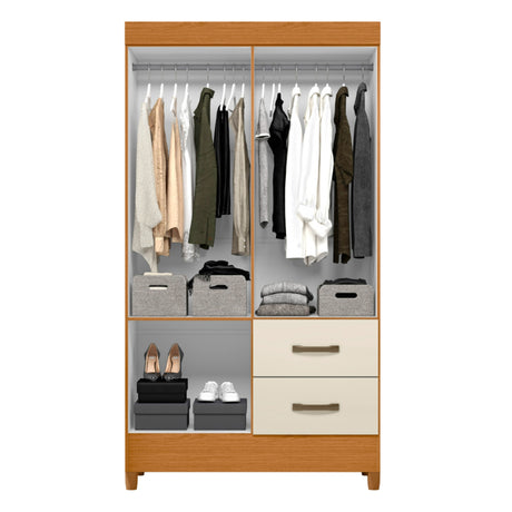 Armario para Ropa Moobi Café y Beige 98x181cm con Dos Cajones y con Cuatro Puertas - CLOSETS | Bylmo