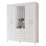 Armario para Ropa Moobi Blanco 147x181cm con Dos Cajones con Cuatro Puertas y con Espejo - CLOSETS | Bylmo