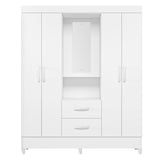 Armario para Ropa Moobi Blanco 147x181cm con Dos Cajones con Cuatro Puertas y con Espejo - CLOSETS | Bylmo