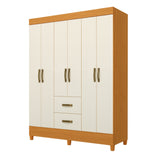 Armario para Ropa Moobi Café y Beige 147x181cm con Dos Cajones y con Seis Puertas - CLOSETS | Bylmo