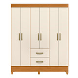 Armario para Ropa Moobi Café y Beige 147x181cm con Dos Cajones y con Seis Puertas - CLOSETS | Bylmo