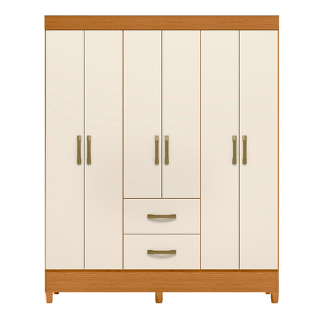 Armario para Ropa Moobi Café y Beige 147x181cm con Dos Cajones y con Seis Puertas - CLOSETS | Bylmo
