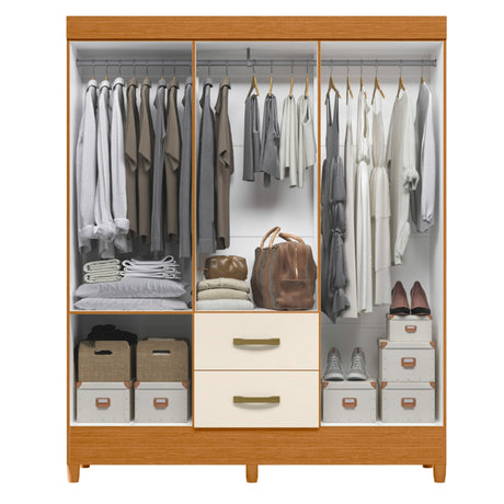 Armario para Ropa Moobi Café y Beige 147x181cm con Dos Cajones y con Seis Puertas - CLOSETS | Bylmo