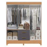 Armario para Ropa Moobi Café y Gris 147x181cm con Dos Cajones y con Seis Puertas - CLOSETS | Bylmo