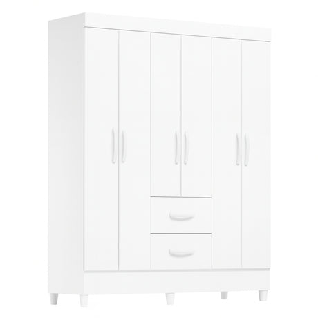 Armario para Ropa Moobi Blanco 147x181cm con Dos Cajones y con Seis Puertas - CLOSETS | Bylmo