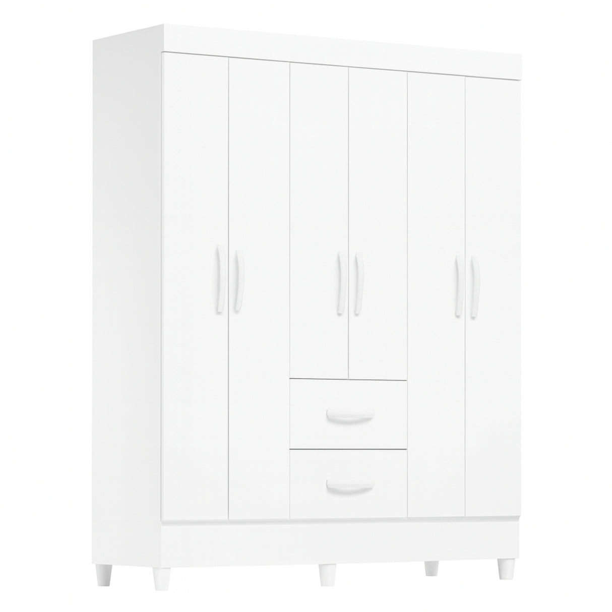 Armario para Ropa Moobi Blanco 147x181cm con Dos Cajones y con Seis Puertas