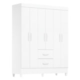 Armario para Ropa Moobi Blanco 147x181cm con Dos Cajones y con Seis Puertas