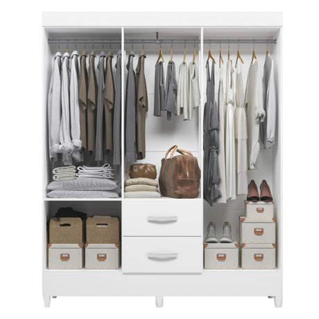 Armario para Ropa Moobi Blanco 147x181cm con Dos Cajones y con Seis Puertas - CLOSETS | Bylmo