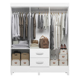 Armario para Ropa Moobi Blanco 147x181cm con Dos Cajones y con Seis Puertas