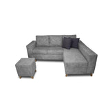 Sala Amsterdam Gris 205x72cm de Tela Amigable con Mascotas + Silla + Puff - SOFAS Y POLTRONAS | Bylmo