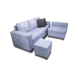 Sala Amsterdam Blanco Nieve 205x72cm de Tela Amigable con Mascotas + Silla + Puff - SOFAS Y POLTRONAS | Bylmo
