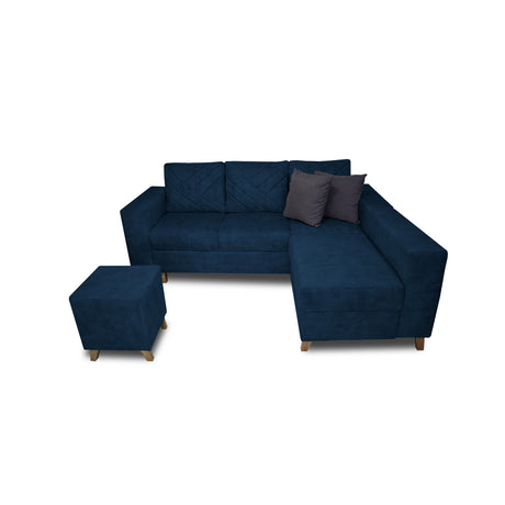 Sala Amsterdam Azul Petróleo 205x72cm de Tela Amigable con Mascotas + Silla + Puff - SOFAS Y POLTRONAS | Bylmo