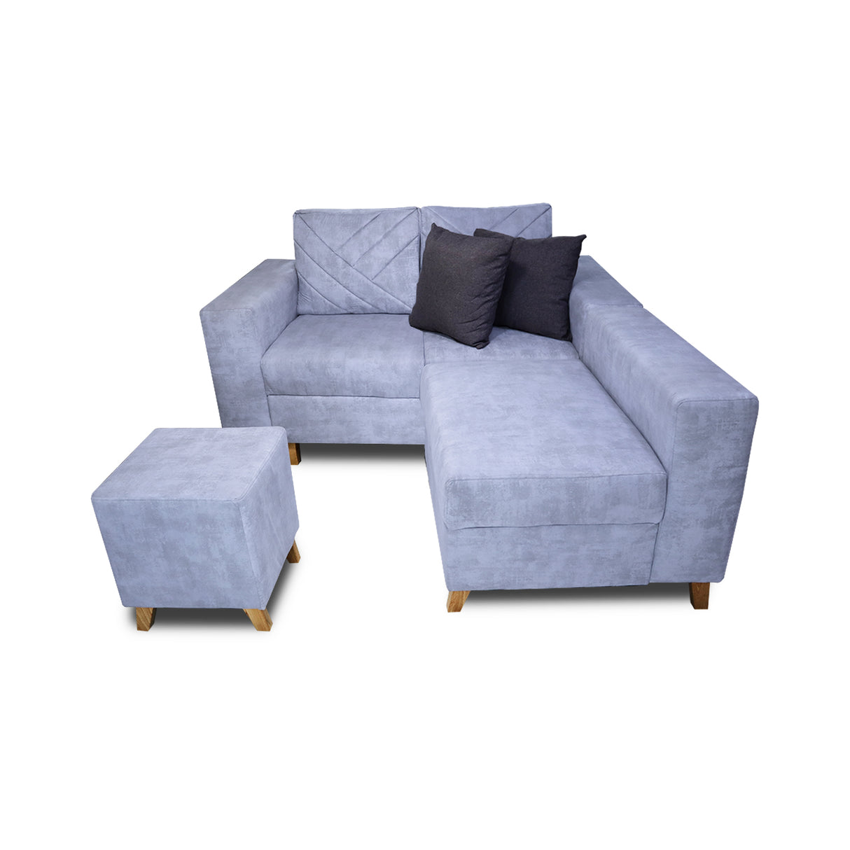 Sala Amsterdam Blanco Nieve 150x72cm de Tela Amigable con Mascotas + Silla + Puff - SOFAS Y POLTRONAS | Bylmo