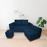 Sala Amsterdam Azul Petróleo 150x72cm de Tela Amigable con Mascotas + Silla + Puff - SOFAS Y POLTRONAS | Bylmo