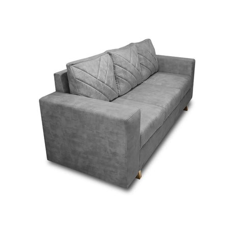 Sofá Amsterdam Gris 205x72cm de Tela Amigable con Mascotas de Tres Puestos con Apoya Brazos - SOFAS Y POLTRONAS | Bylmo