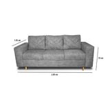 Sofá Amsterdam Gris 205x72cm de Tela Amigable con Mascotas de Tres Puestos con Apoya Brazos - SOFAS Y POLTRONAS | Bylmo