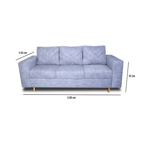 Sofá Amsterdam Blanco Nieve 205x72cm de Tela Amigable con Mascotas de Tres Puestos con Apoya Brazos - SOFAS Y POLTRONAS | Bylmo