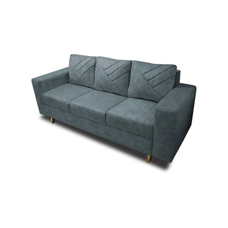 Sofá Amsterdam Acero 205x72cm de Tela Amigable con Mascotas de Tres Puestos con Apoya Brazos - SOFAS Y POLTRONAS | Bylmo