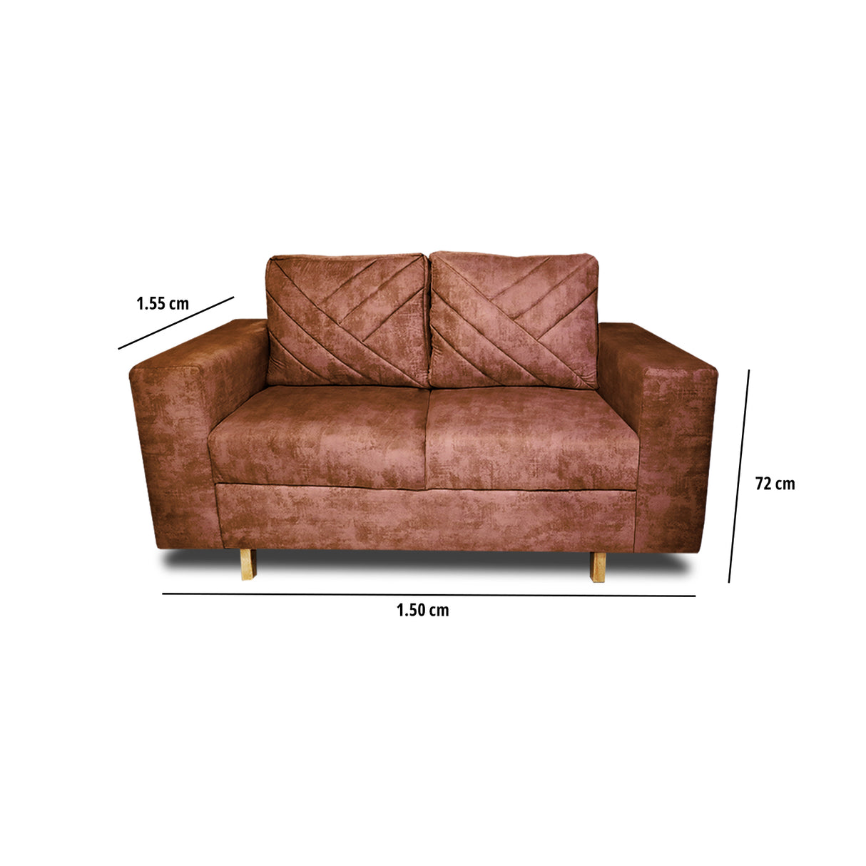 Sofá Amsterdam Camel 150x72cm de Tela Amigable con Mascotas de Dos Puestos con Apoya Brazos - SOFAS Y POLTRONAS | Bylmo