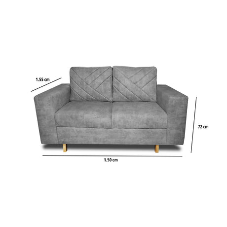 Sofá Amsterdam Gris 150x72cm de Tela Amigable con Mascotas de Dos Puestos con Apoya Brazos - SOFAS Y POLTRONAS | Bylmo