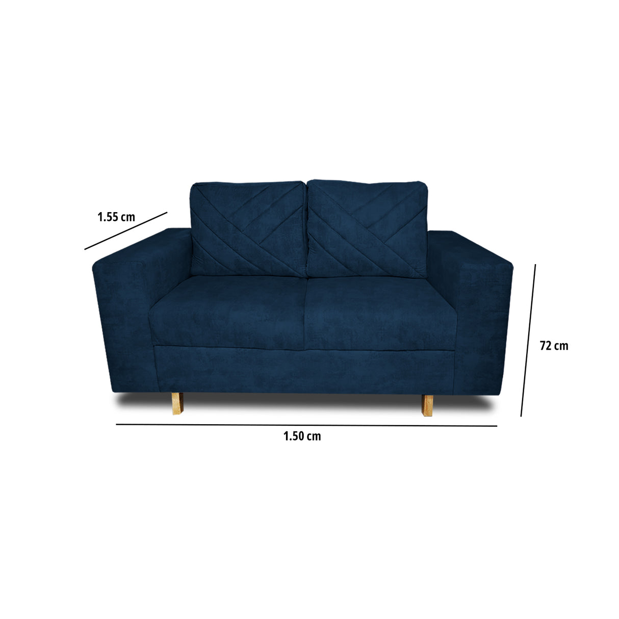 Sofá Amsterdam Azul Petróleo 150x72cm de Tela Amigable con Mascotas de Dos Puestos con Apoya Brazos - SOFAS Y POLTRONAS | Bylmo