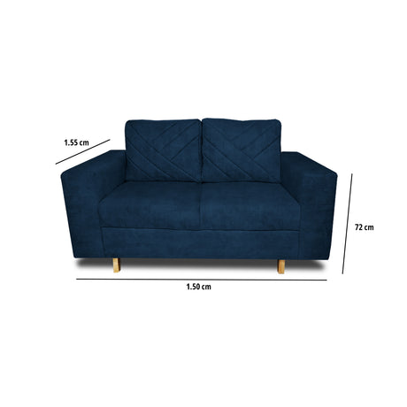 Sofá Amsterdam Azul Petróleo 150x72cm de Tela Amigable con Mascotas de Dos Puestos con Apoya Brazos - SOFAS Y POLTRONAS | Bylmo