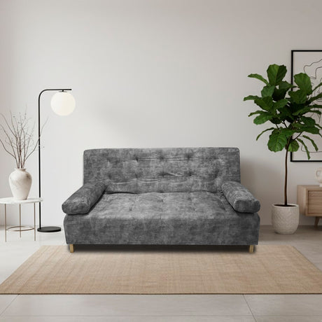 Sofá Cama Seiler Gris 180x94cm Reclinable de Tela Amigable con Mascotas de Tres Puestos con Apoya Brazos - SOFAS Y POLTRONAS | Bylmo