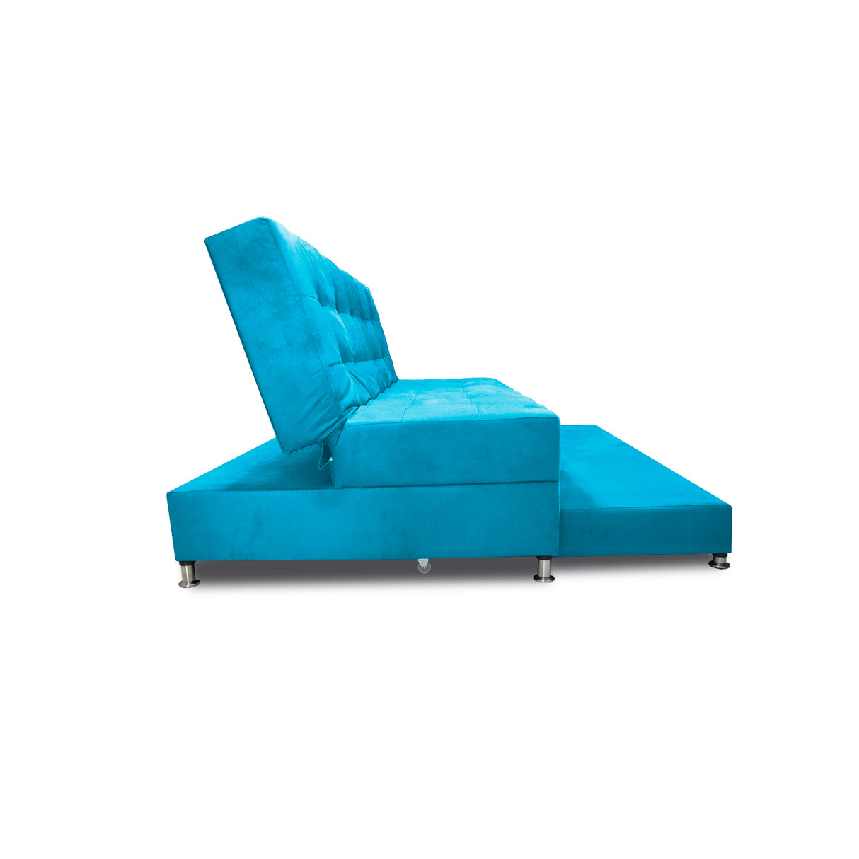 Sofá Cama Tarima Haller Turquesa 190x95cm Reclinable de Tela Amigable con Mascotas de Tres Puestos con Apoya Brazos - SOFAS Y POLTRONAS | Bylmo