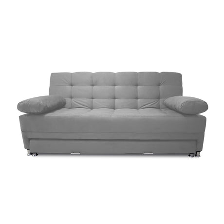 Sofá Cama Tarima Haller Gris 190x95cm Reclinable de Tela Amigable con Mascotas de Tres Puestos con Apoya Brazos - SOFAS Y POLTRONAS | Bylmo