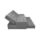 Sofá Cama Tarima Haller Gris 190x95cm Reclinable de Tela Amigable con Mascotas de Tres Puestos con Apoya Brazos - SOFAS Y POLTRONAS | Bylmo
