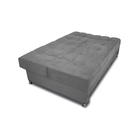 Sofá Cama Tarima Haller Gris 190x95cm Reclinable de Tela Amigable con Mascotas de Tres Puestos con Apoya Brazos - SOFAS Y POLTRONAS | Bylmo