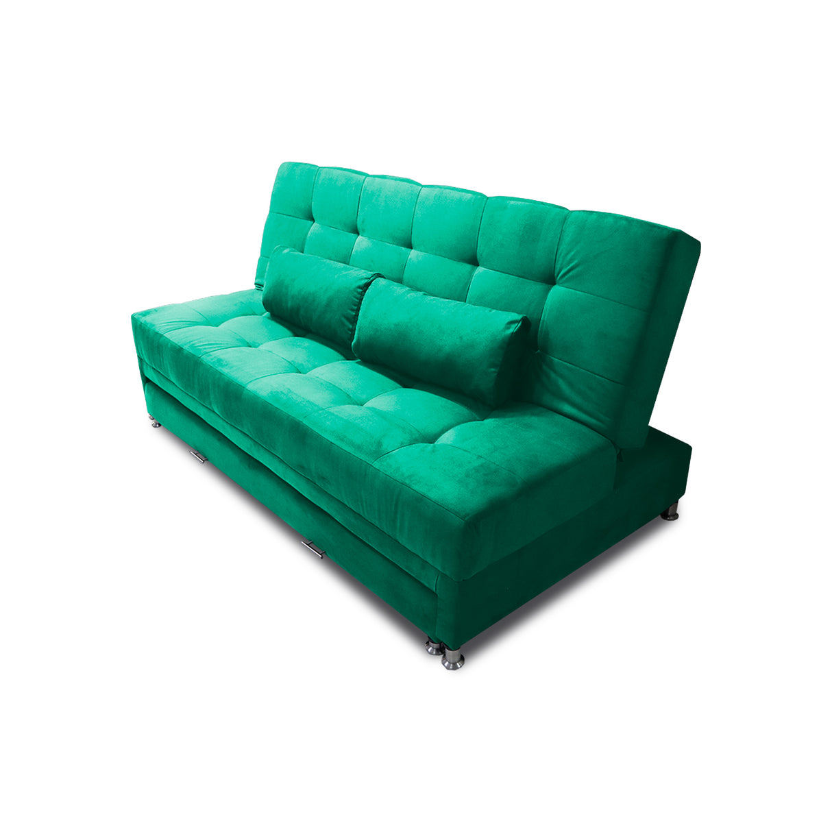 Sofá Cama Tarima Haller Verde 190x95cm Reclinable de Tela Amigable con Mascotas de Tres Puestos con Apoya Brazos - SOFAS Y POLTRONAS | Bylmo