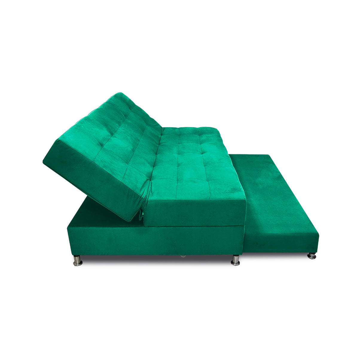 Sofá Cama Tarima Haller Verde 190x95cm Reclinable de Tela Amigable con Mascotas de Tres Puestos con Apoya Brazos - SOFAS Y POLTRONAS | Bylmo