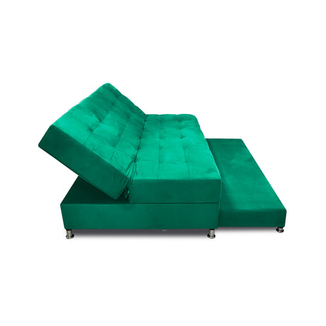 Sofá Cama Tarima Haller Verde 190x95cm Reclinable de Tela Amigable con Mascotas de Tres Puestos con Apoya Brazos - SOFAS Y POLTRONAS | Bylmo