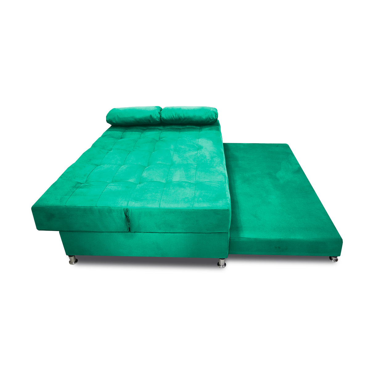 Sofá Cama Tarima Haller Verde 190x95cm Reclinable de Tela Amigable con Mascotas de Tres Puestos con Apoya Brazos - SOFAS Y POLTRONAS | Bylmo