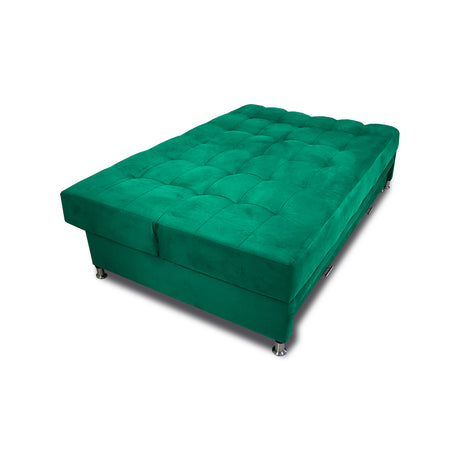 Sofá Cama Tarima Haller Verde 190x95cm Reclinable de Tela Amigable con Mascotas de Tres Puestos con Apoya Brazos - SOFAS Y POLTRONAS | Bylmo