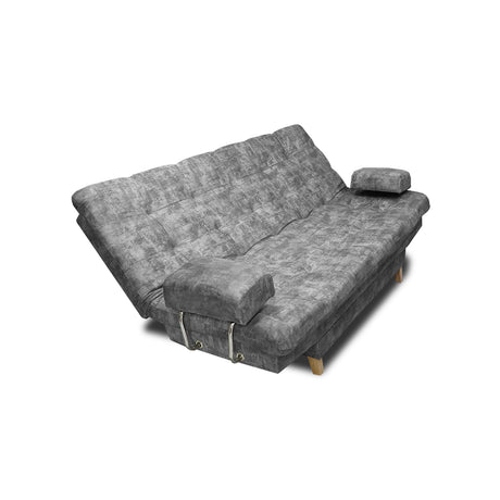 Sofá Cama Blum Gris 185x90cm Reclinable de Tela Amigable con Mascotas de Tres Puestos con Apoya Brazos - SOFAS Y POLTRONAS | Bylmo