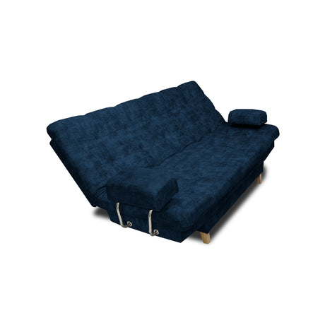 Sofá Cama Blum Azul Petróleo 185x90cm Reclinable de Tela Amigable con Mascotas de Tres Puestos con Apoya Brazos - SOFAS Y POLTRONAS | Bylmo